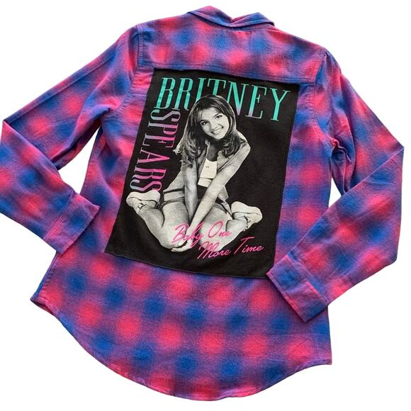 Via Penny Lane Reworked Apparel | Britney Spears Graphic Button Up Flannel Shirt - Picture 12 of 12
